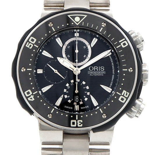 ORIS オリス プロダイバー クロノグラフ 01 674 7630 7154-Set デイト 1000ｍ防水 黒 ブラック Ti チタン CE セラミック メンズ 自動巻き【6ヶ月保証】【腕時計】【中古】