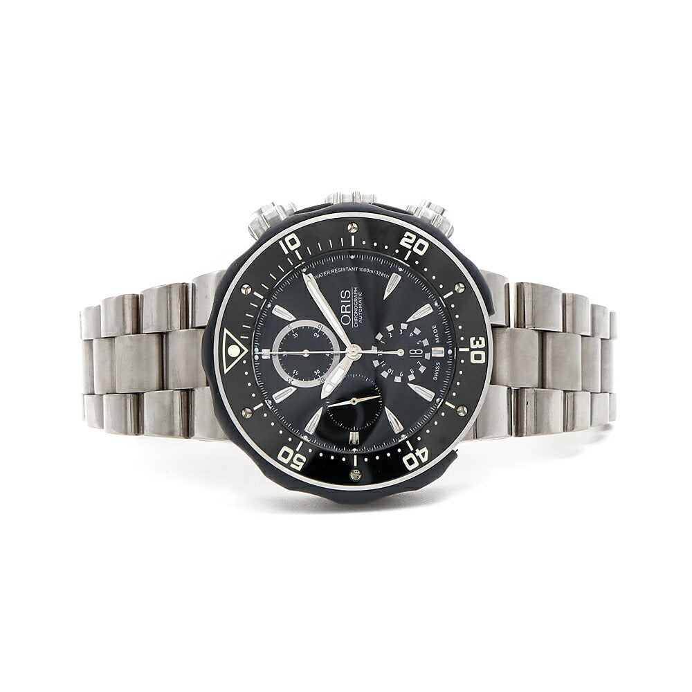 ORIS オリス プロダイバー クロノグラフ 01 674 7630 7154-Set デイト 1000ｍ防水 黒 ブラック Ti チタン CE セラミック メンズ 自動巻き【6ヶ月保証】【腕時計】【中古】
