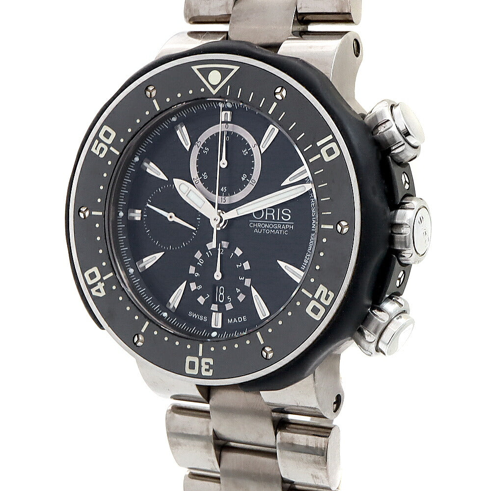 ORIS オリス プロダイバー クロノグラフ 01 674 7630 7154-Set デイト 1000ｍ防水 黒 ブラック Ti チタン CE セラミック メンズ 自動巻き【6ヶ月保証】【腕時計】【中古】