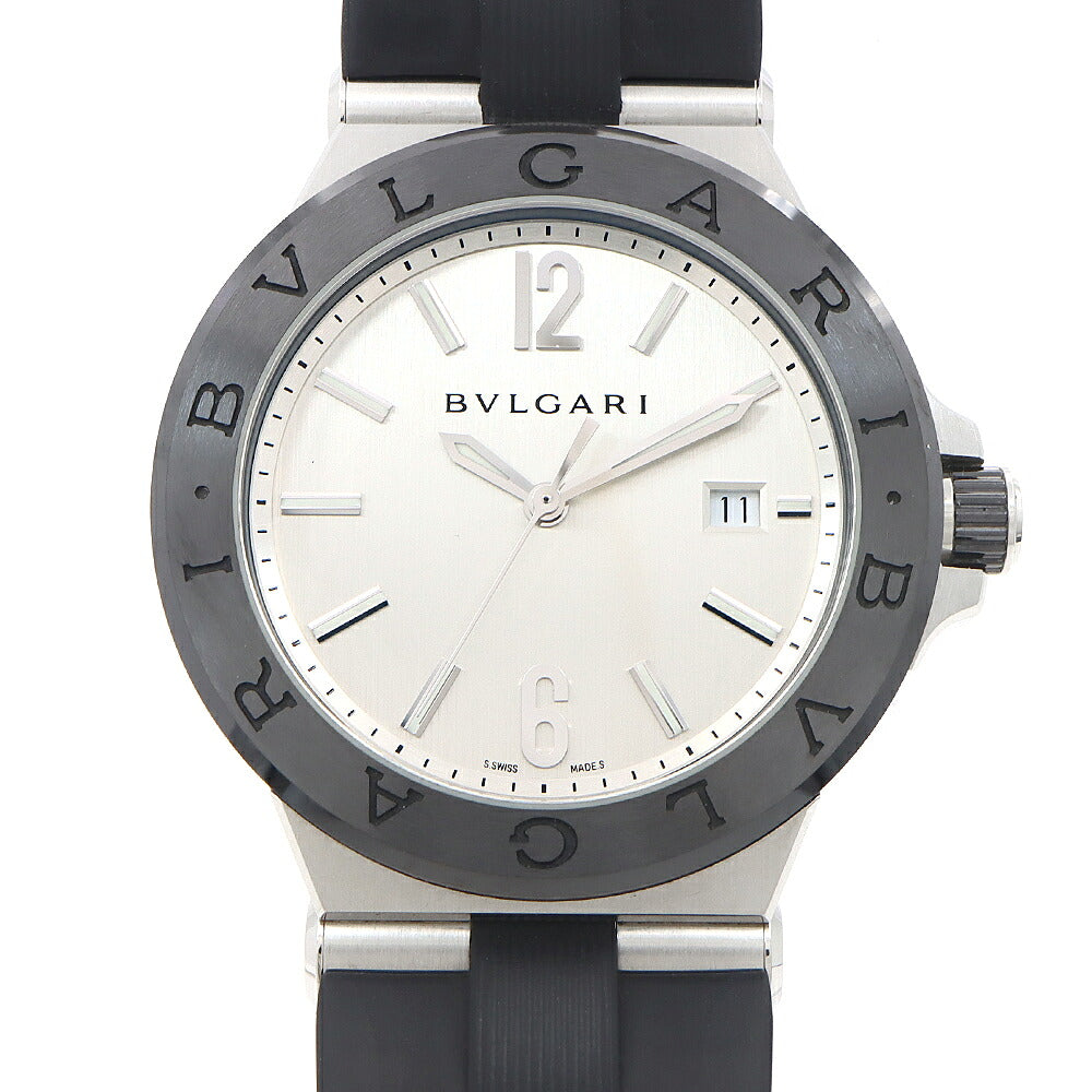 BVLGARI ブルガリ ディアゴノ DG42SC デイト シルバー CE セラミック SS ステンレス コンビ 純正ベルト 純正尾錠 メンズ 自動巻き【6ヶ月保証】【腕時計】【中古】