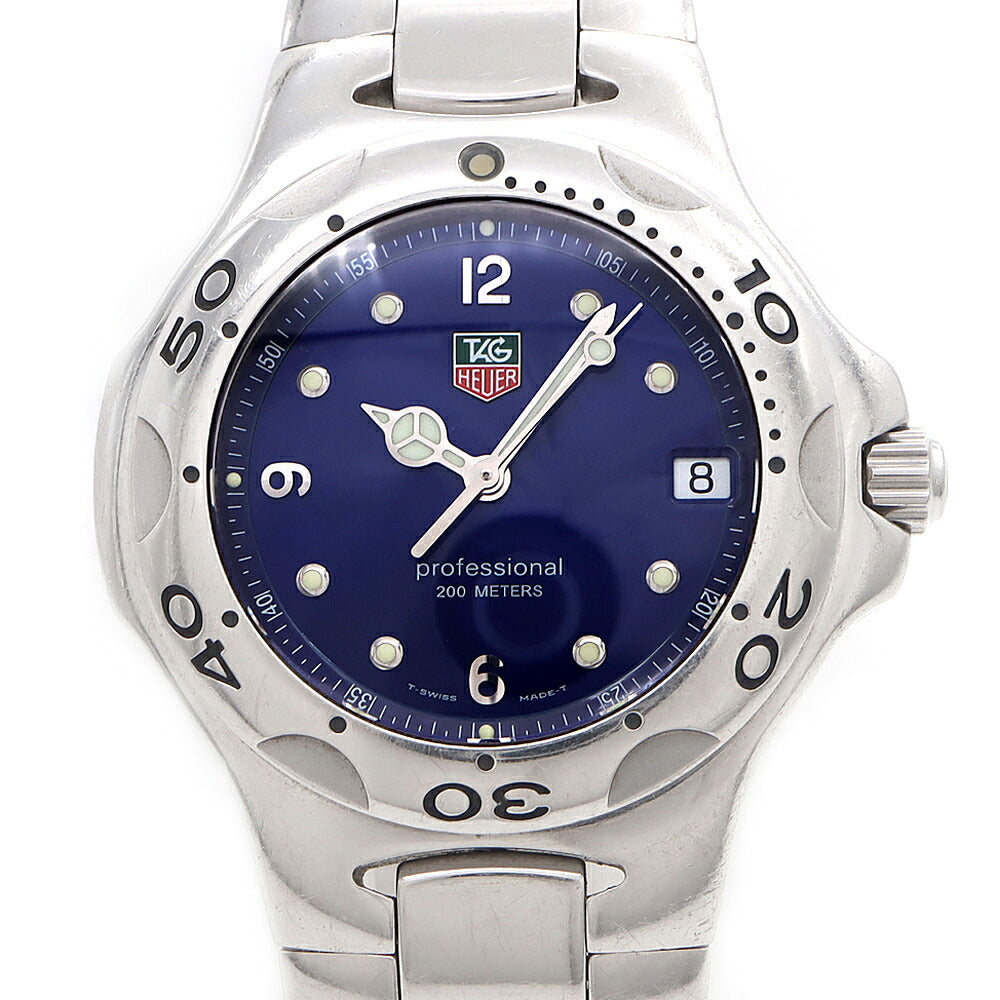 電池交換済 TAG Heuer タグホイヤー キリウム プロフェッショナル WL1116 デイト 200m防水 青 ブルー SS ステンレス メンズ クォーツ【6ヶ月保証】【腕時計】【中古】