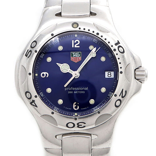 電池交換済 TAG Heuer タグホイヤー キリウム プロフェッショナル WL1116 デイト 200m防水 青 ブルー SS ステンレス メンズ クォーツ【6ヶ月保証】【腕時計】【中古】