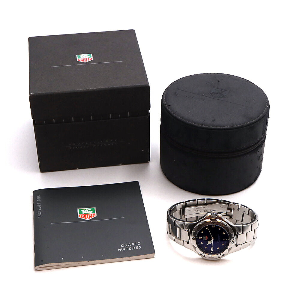 電池交換済 TAG Heuer タグホイヤー キリウム プロフェッショナル WL1116 デイト 200m防水 青 ブルー SS ステンレス メンズ クォーツ【6ヶ月保証】【腕時計】【中古】