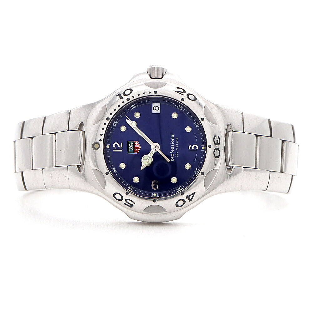 電池交換済 TAG Heuer タグホイヤー キリウム プロフェッショナル WL1116 デイト 200m防水 青 ブルー SS ステンレス メンズ クォーツ【6ヶ月保証】【腕時計】【中古】