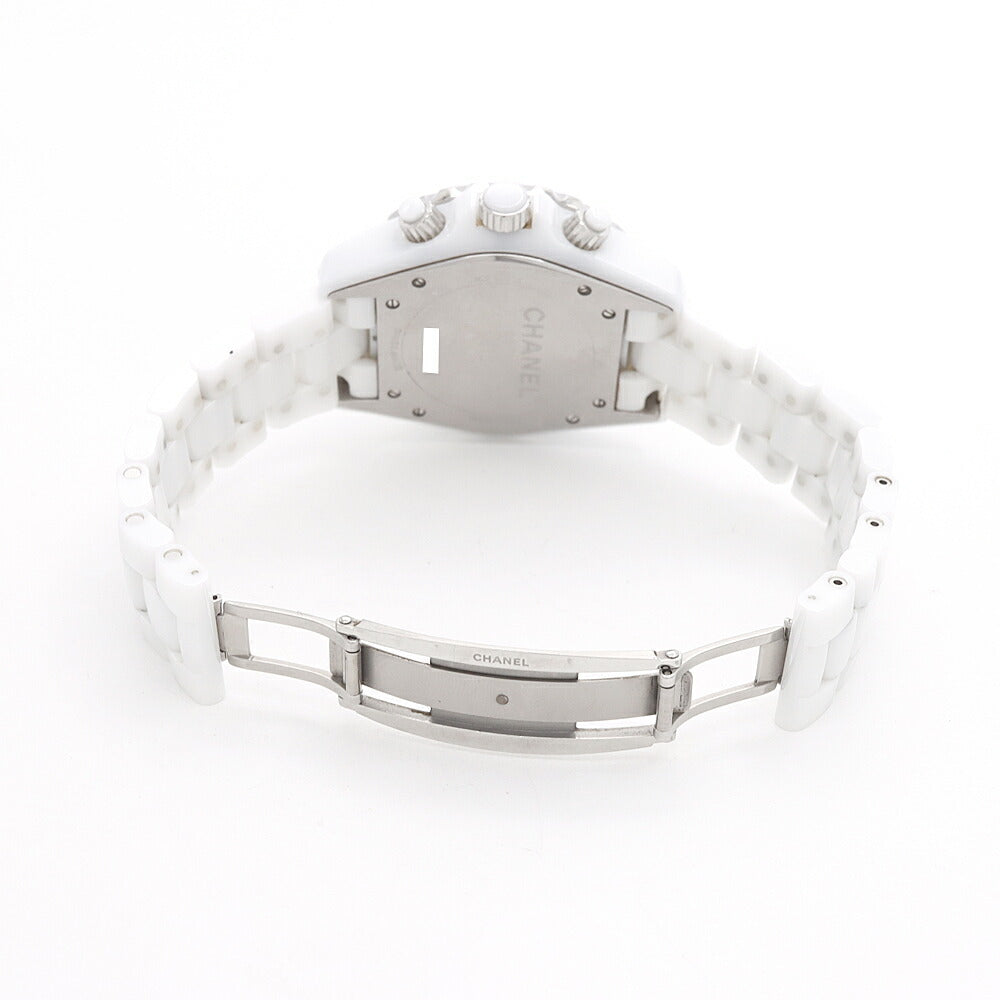 CHANEL シャネル J12 41mm クロノグラフ 2重ダイヤベゼル H2009 ダイヤモンド 9Pダイヤ 200m防水 デイト 白 ホワイト CE セラミック SS ステンレス アフターダイヤ メンズ 自動巻き【6ヶ月保証】【腕時計】【中古】
