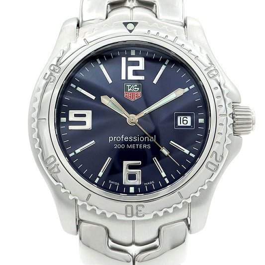 電池交換済 TAG Heuer タグホイヤー リンク プロフェッショナル WT1113 デイト 200m防水 青 ブルー SS ステンレス メンズ クォーツ【6ヶ月保証】【腕時計】【中古】