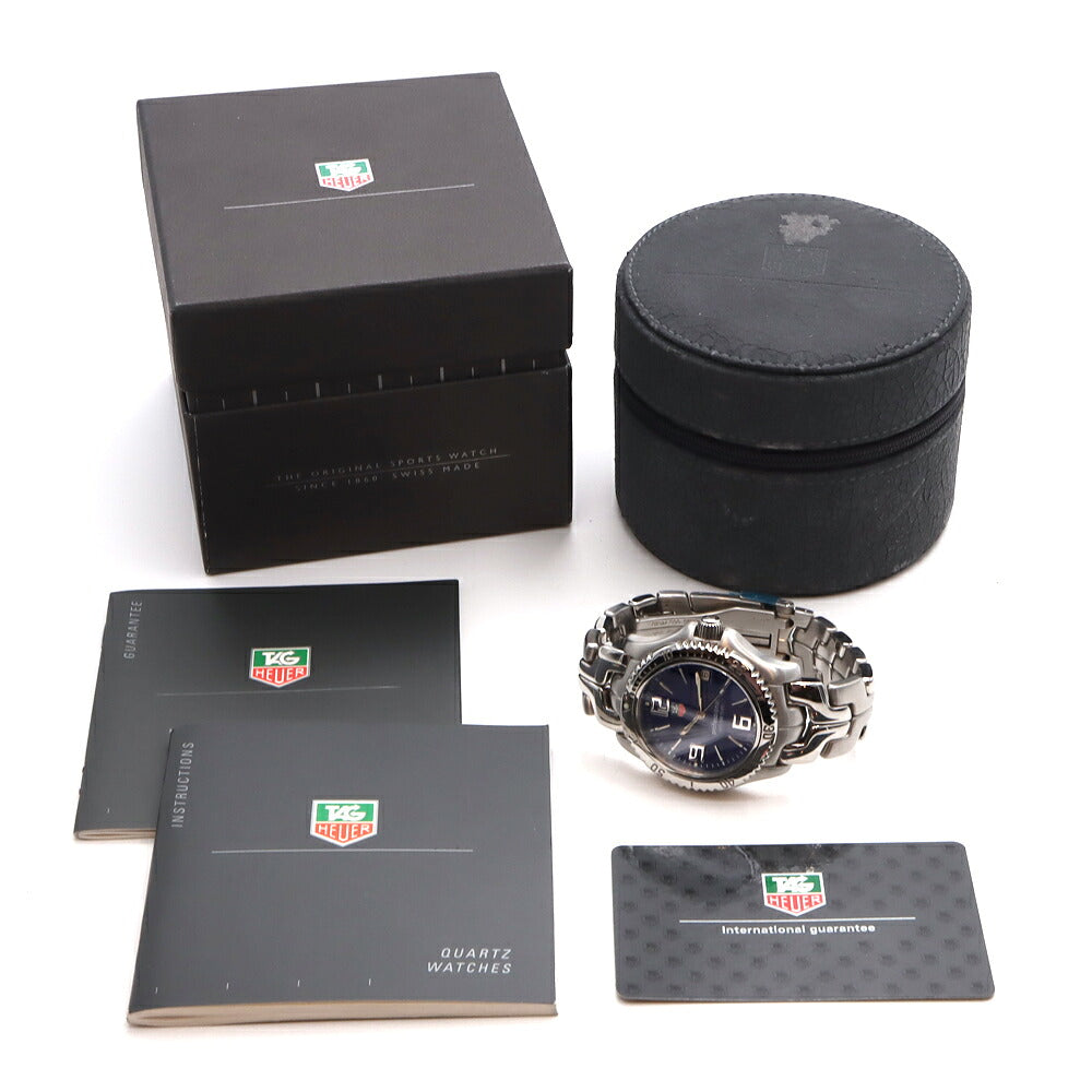 電池交換済 TAG Heuer タグホイヤー リンク プロフェッショナル WT1113 デイト 200m防水 青 ブルー SS ステンレス メンズ クォーツ【6ヶ月保証】【腕時計】【中古】