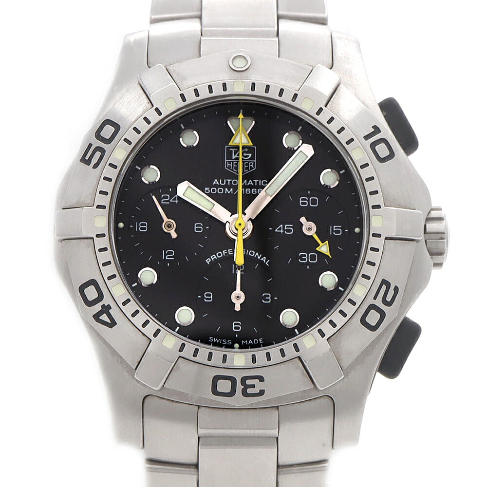 内部点検済 TAG Heuer タグホイヤー 2000 アクアグラフ CN211A クロノグラフ 500m防水 デイト 黒 ブラック SS ステンレス メンズ 自動巻き【6ヶ月保証】【腕時計】【中古】