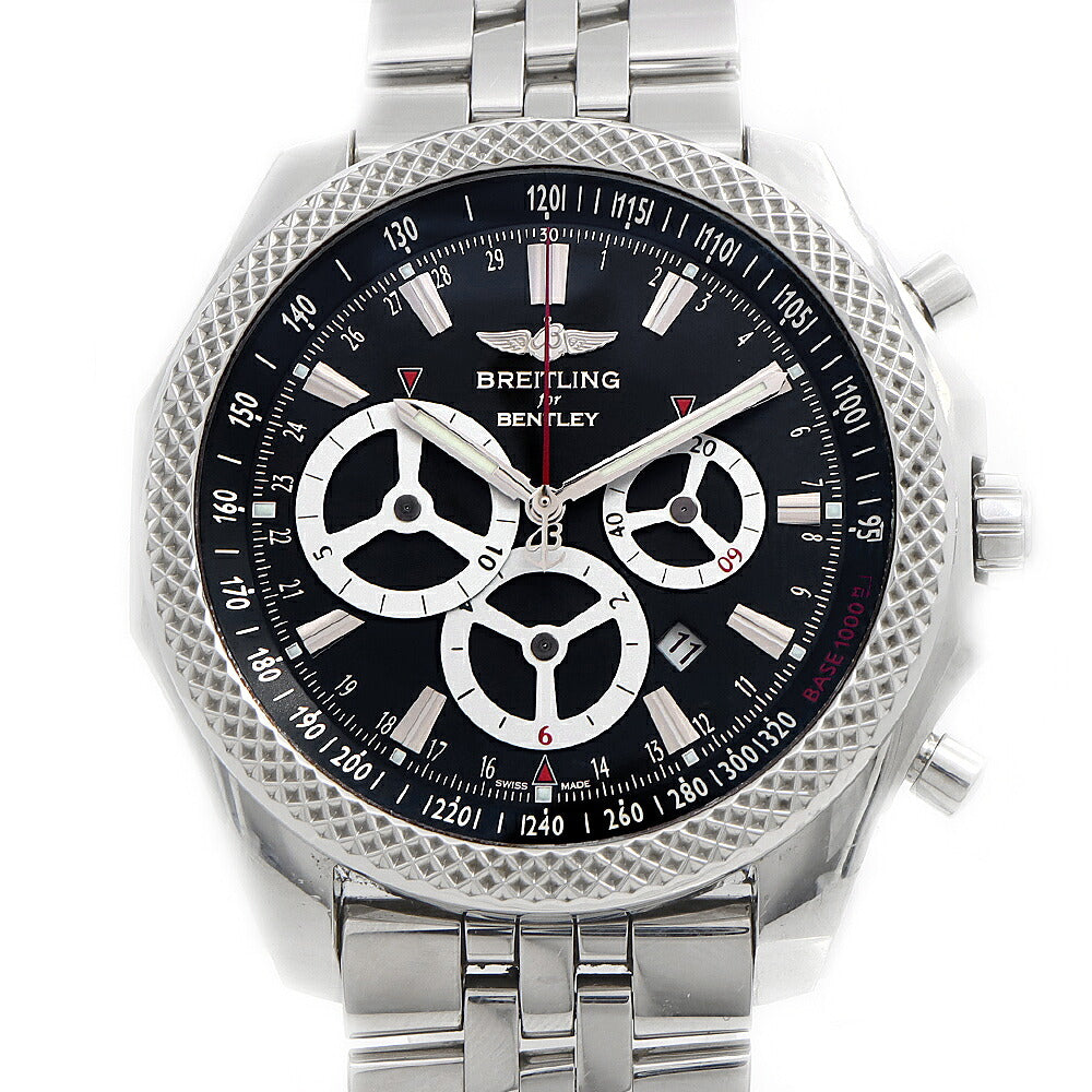 BREITLING ブライトリング ベントレー バーナート レーシング クロノグラフ A25366 A259B09SP 100m防水 裏スケ デイト 黒 ブラック SS ステンレス メンズ 自動巻き【自社保証6ヶ月】【腕時計】【中古】