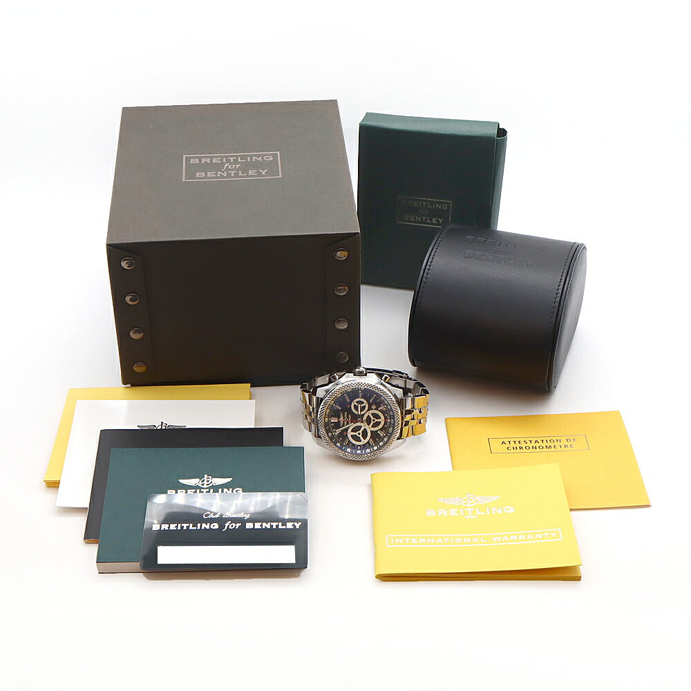 BREITLING ブライトリング ベントレー バーナート レーシング クロノグラフ A25366 A259B09SP 100m防水 裏スケ デイト 黒 ブラック SS ステンレス メンズ 自動巻き【自社保証6ヶ月】【腕時計】【中古】