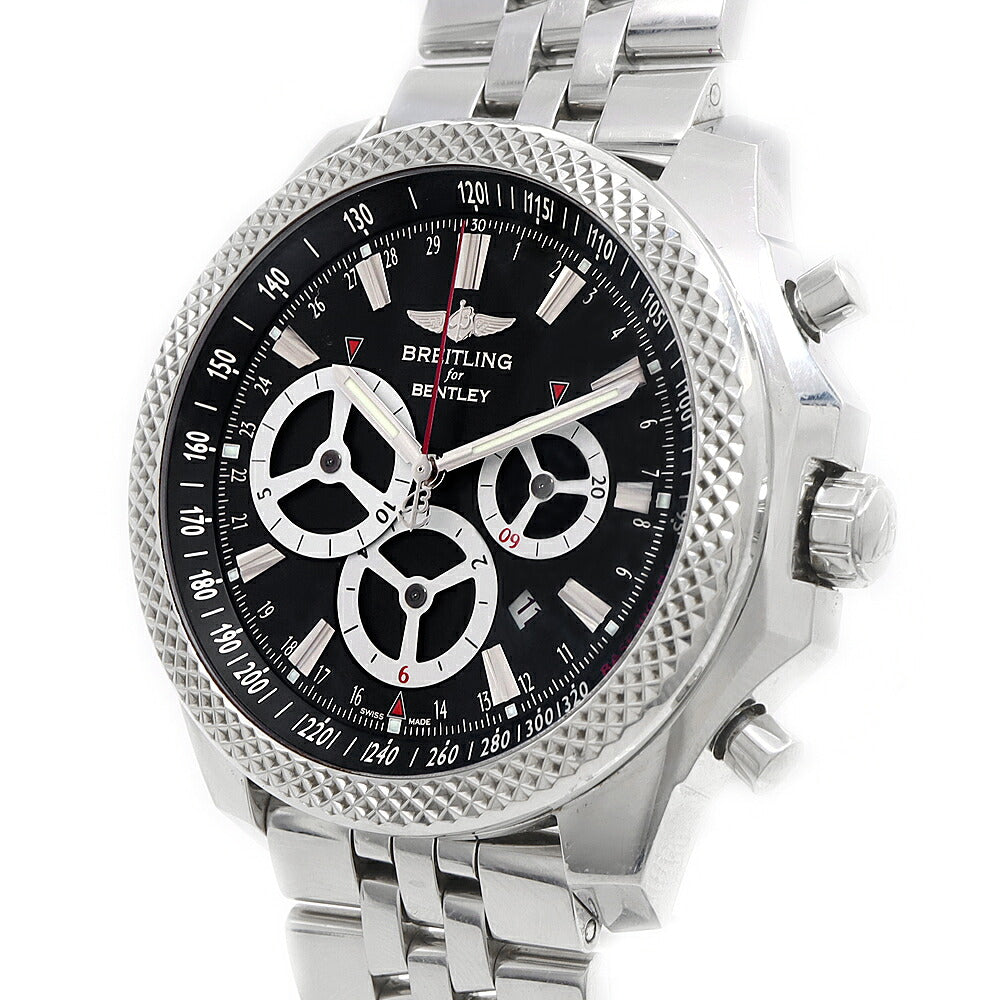 BREITLING ブライトリング ベントレー バーナート レーシング クロノグラフ A25366 A259B09SP 100m防水 裏スケ デイト 黒 ブラック SS ステンレス メンズ 自動巻き【自社保証6ヶ月】【腕時計】【中古】