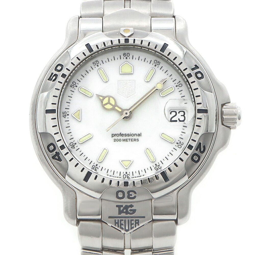 電池交換済 TAG Heuer タグホイヤー プロフェッショナル 6000シリーズ WH1111-K1 デイト 200m防水 白 ホワイト SS ステンレス メンズ クォーツ【6ヶ月保証】【腕時計】【中古】