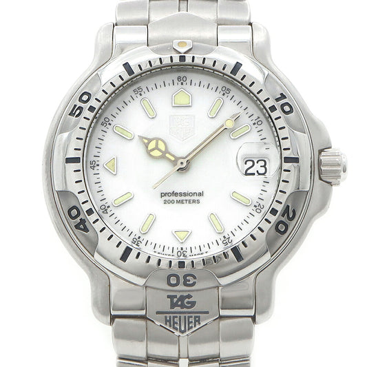 電池交換済 TAG Heuer タグホイヤー プロフェッショナル 6000シリーズ WH1111-K1 デイト 200m防水 白 ホワイト SS ステンレス メンズ クォーツ【6ヶ月保証】【腕時計】【中古】