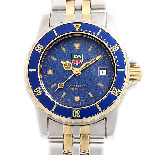 電池交換済 TAG Heuer タグホイヤー プロフェッショナル 200 WD1423-G-20 200m防水 デイト 青 ブルー トリチウム SS ステンレス YGP イエローゴールド コンビ レディース クォーツ【6ヶ月保証】【腕時計】【中古】