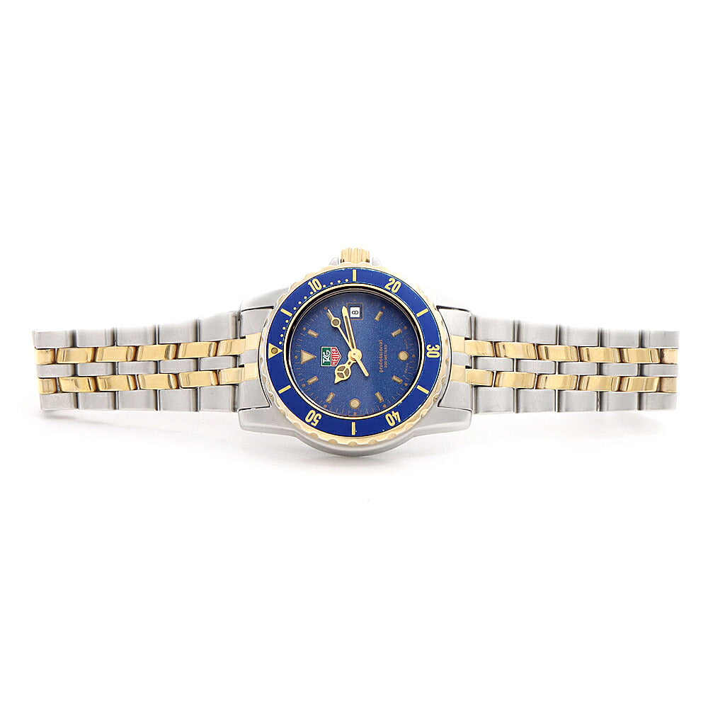電池交換済 TAG Heuer タグホイヤー プロフェッショナル 200 WD1423-G-20 200m防水 デイト 青 ブルー トリチウム SS ステンレス YGP イエローゴールド コンビ レディース クォーツ【6ヶ月保証】【腕時計】【中古】