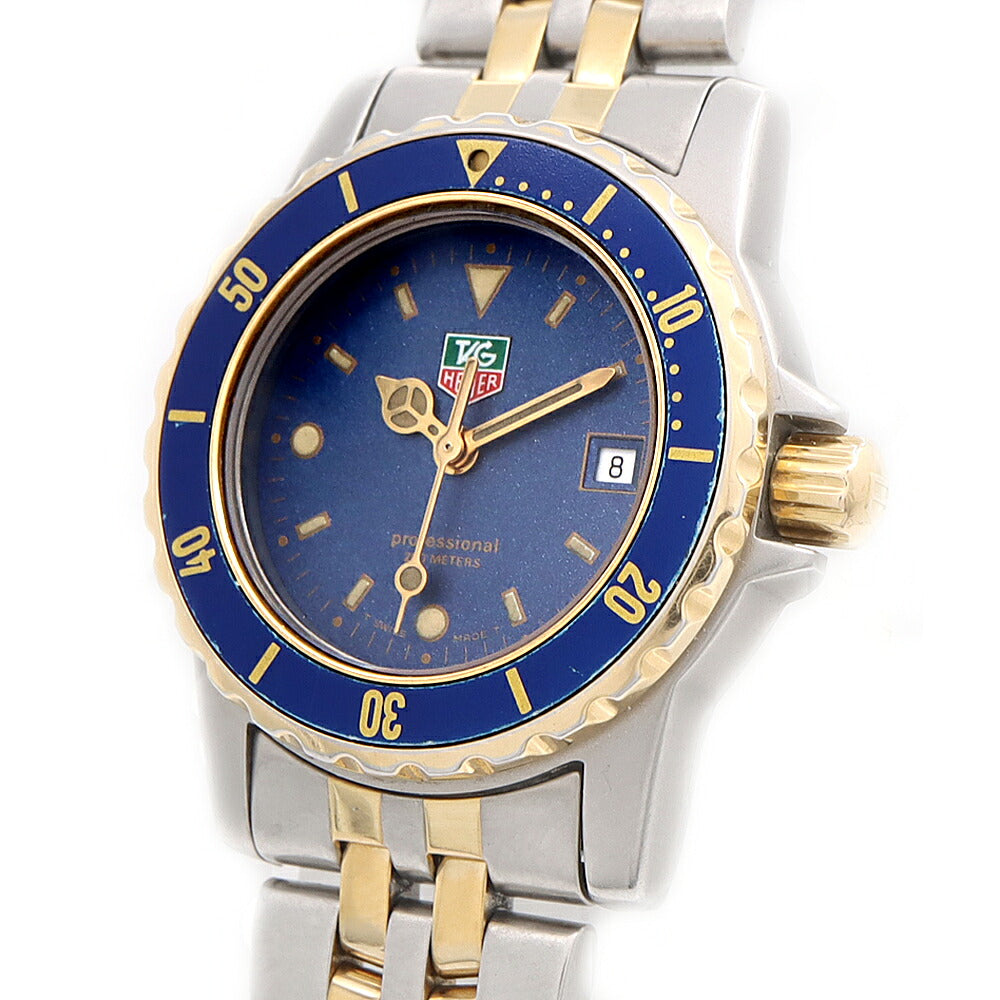 電池交換済 TAG Heuer タグホイヤー プロフェッショナル 200 WD1423-G-20 200m防水 デイト 青 ブルー トリチウム SS ステンレス YGP イエローゴールド コンビ レディース クォーツ【6ヶ月保証】【腕時計】【中古】