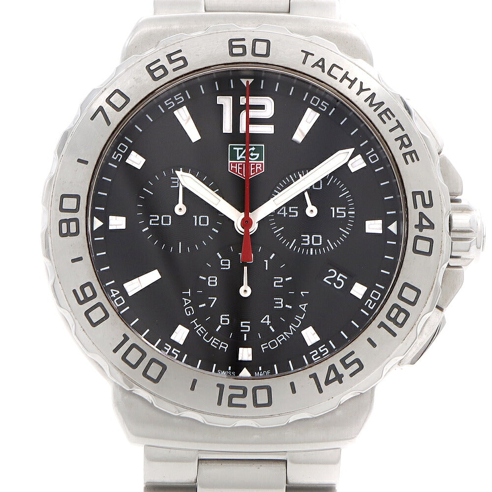 電池交換済 TAG Heuer タグホイヤー フォーミュラ１ クロノグラフ CAU1112 BA0858 デイト 200m防水 黒 ブラック SS ステンレス メンズ クォーツ フォーミュラー１【6ヶ月保証】【腕時計】【中古】