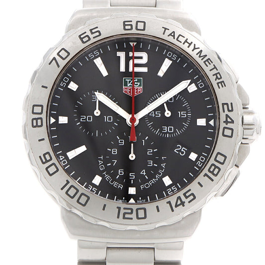 電池交換済 TAG Heuer タグホイヤー フォーミュラ１ クロノグラフ CAU1112 BA0858 デイト 200m防水 黒 ブラック SS ステンレス メンズ クォーツ フォーミュラー１【6ヶ月保証】【腕時計】【中古】