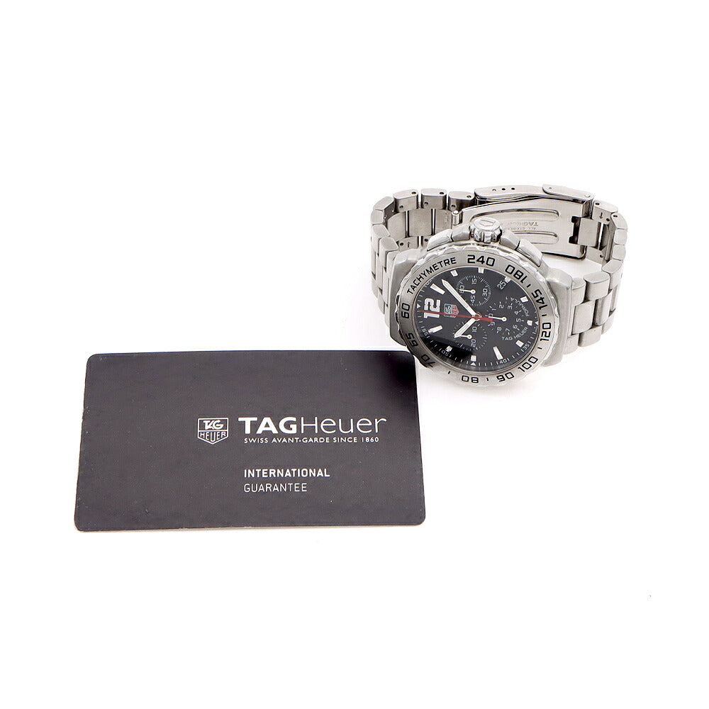 電池交換済 TAG Heuer タグホイヤー フォーミュラ１ クロノグラフ CAU1112 BA0858 デイト 200m防水 黒 ブラック SS ステンレス メンズ クォーツ フォーミュラー１【6ヶ月保証】【腕時計】【中古】