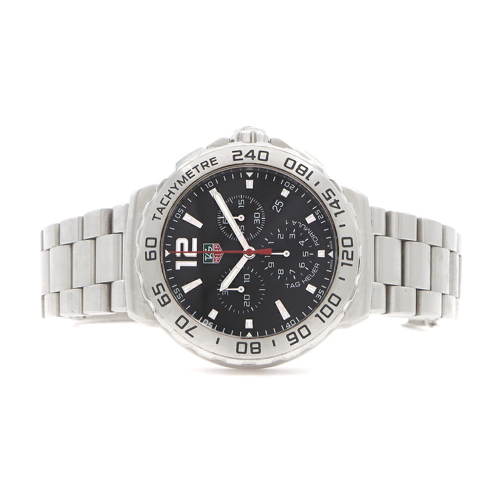 電池交換済 TAG Heuer タグホイヤー フォーミュラ１ クロノグラフ CAU1112 BA0858 デイト 200m防水 黒 ブラック SS ステンレス メンズ クォーツ フォーミュラー１【6ヶ月保証】【腕時計】【中古】