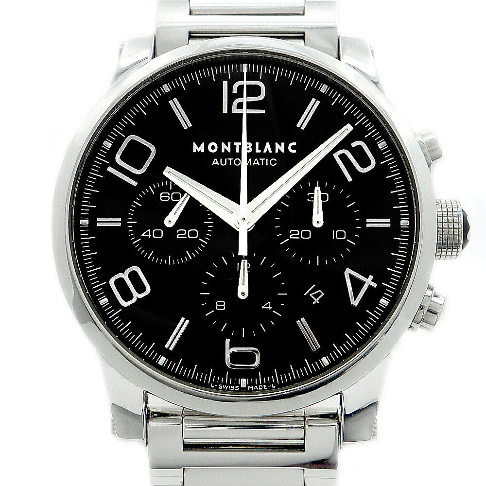 MONTBLANC モンブラン タイムウォーカー クロノグラフ 7069 30m防水 デイト 裏スケ スモールセコンド 黒 ブラック SS ステンレス メンズ 自動巻き【6ヶ月保証】【腕時計】【中古】