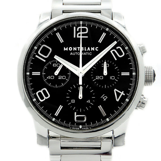 MONTBLANC モンブラン タイムウォーカー クロノグラフ 7069 30m防水 デイト 裏スケ スモールセコンド 黒 ブラック SS ステンレス メンズ 自動巻き【6ヶ月保証】【腕時計】【中古】
