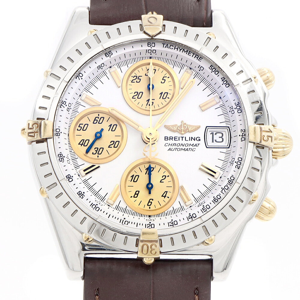 BREITLING ブライトリング クロノマット ビコロ B13050.1 クロノグラフ デイト 100m防水 白 ホワイト SS ステンレス YG イエローゴールド コンビ 純正尾錠 メンズ 自動巻き【6ヶ月保証】【腕時計】【中古】