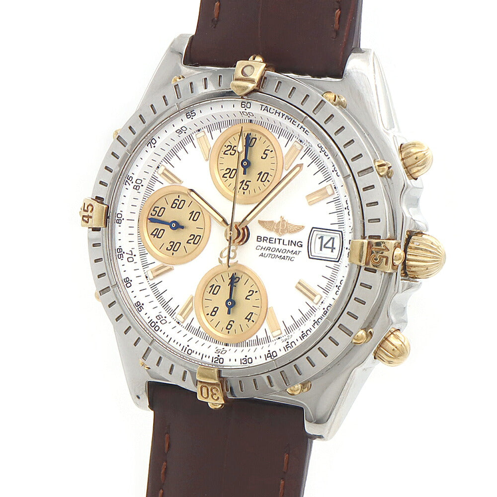 BREITLING ブライトリング クロノマット ビコロ B13050.1 クロノグラフ デイト 100m防水 白 ホワイト SS ステンレス YG イエローゴールド コンビ 純正尾錠 メンズ 自動巻き【6ヶ月保証】【腕時計】【中古】
