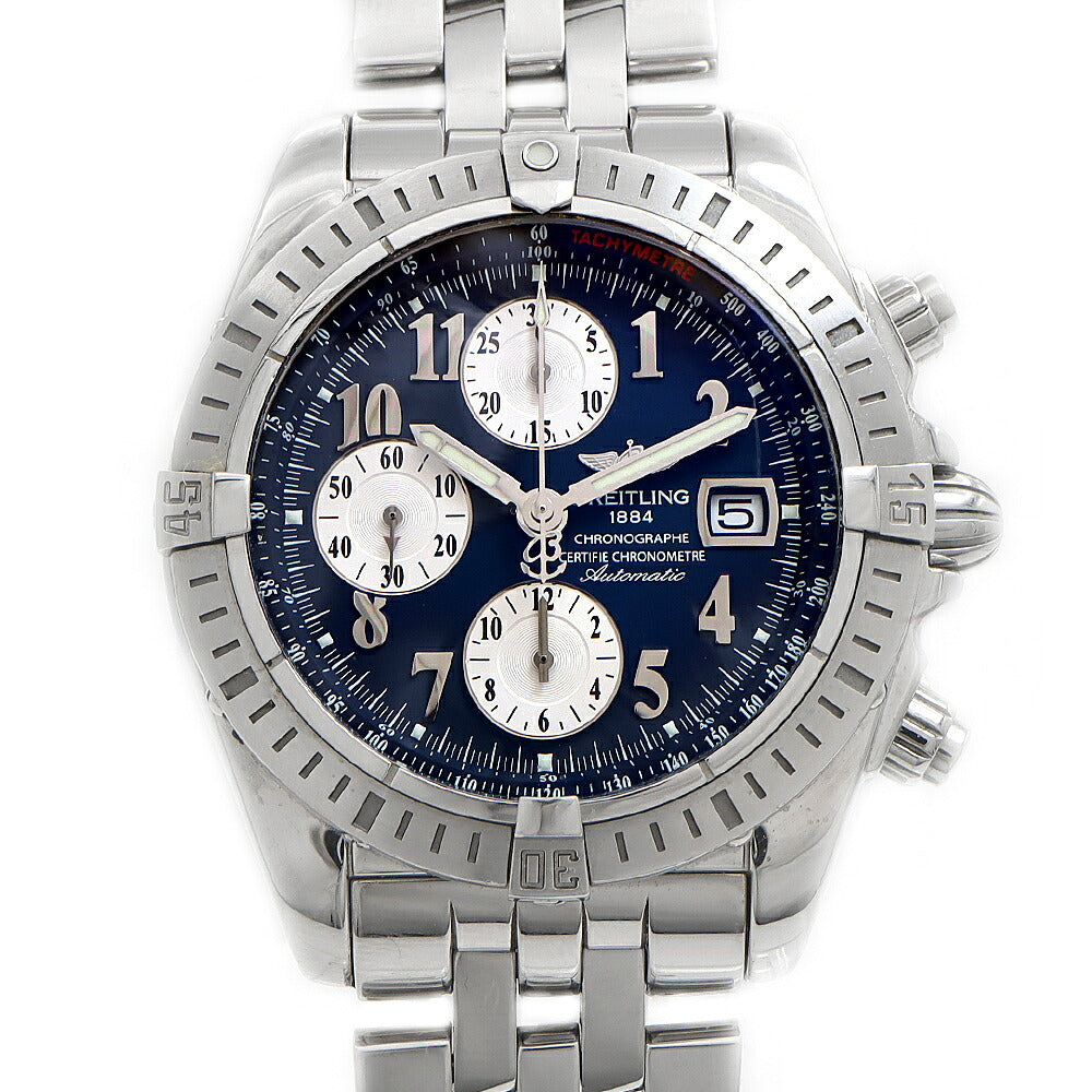 BREITLING ブライトリング クロノマット エボリューション クロノグラフ A13356 デイト 300ｍ防水 青 ブルー SS ステンレス 自動巻き【6ヶ月保証】【腕時計】【中古】