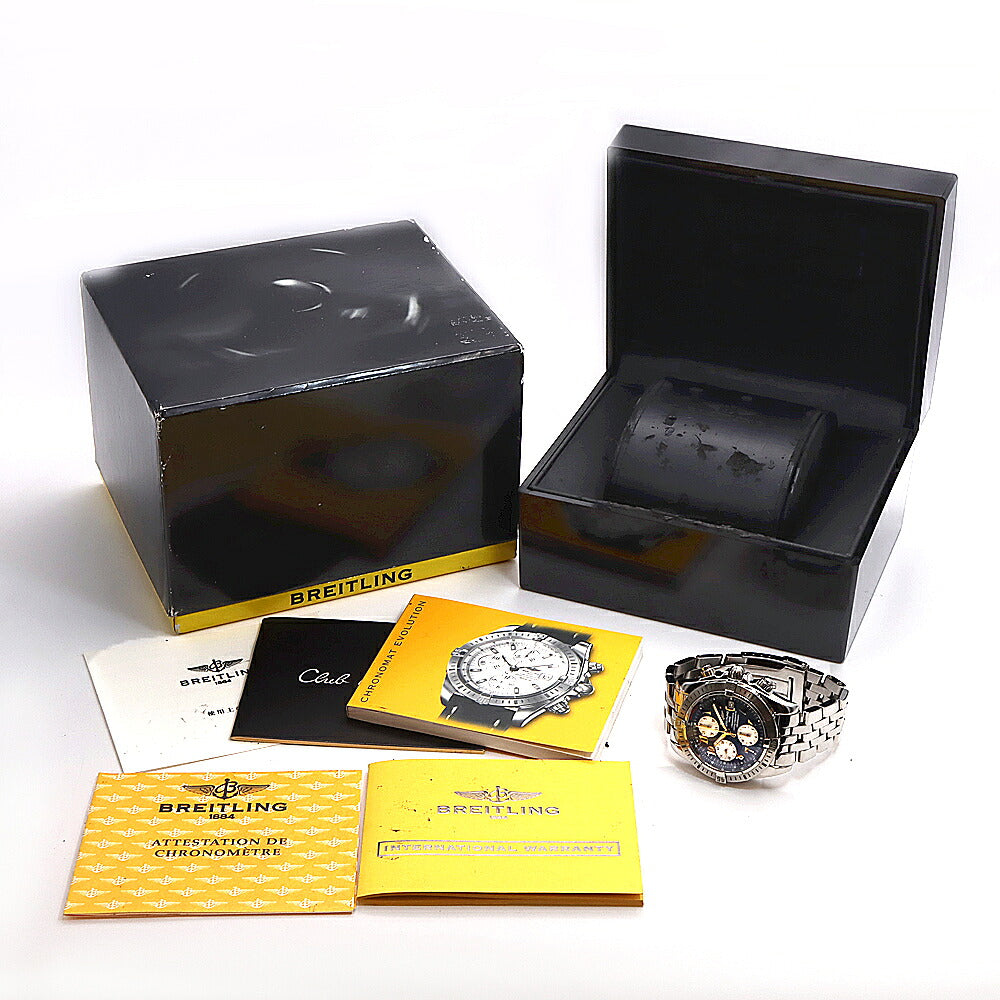 BREITLING ブライトリング クロノマット エボリューション クロノグラフ A13356 デイト 300ｍ防水 青 ブルー SS ステンレス 自動巻き【6ヶ月保証】【腕時計】【中古】