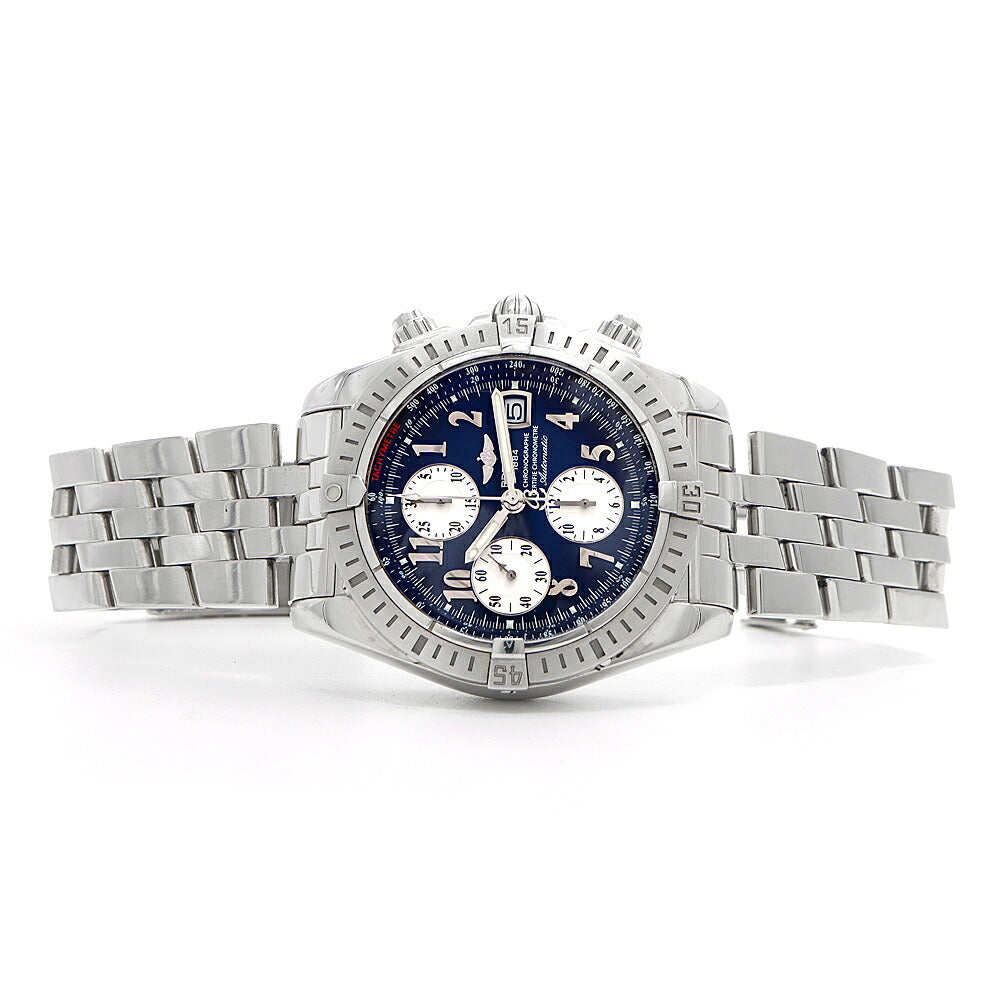 BREITLING ブライトリング クロノマット エボリューション クロノグラフ A13356 デイト 300ｍ防水 青 ブルー SS ステンレス 自動巻き【6ヶ月保証】【腕時計】【中古】