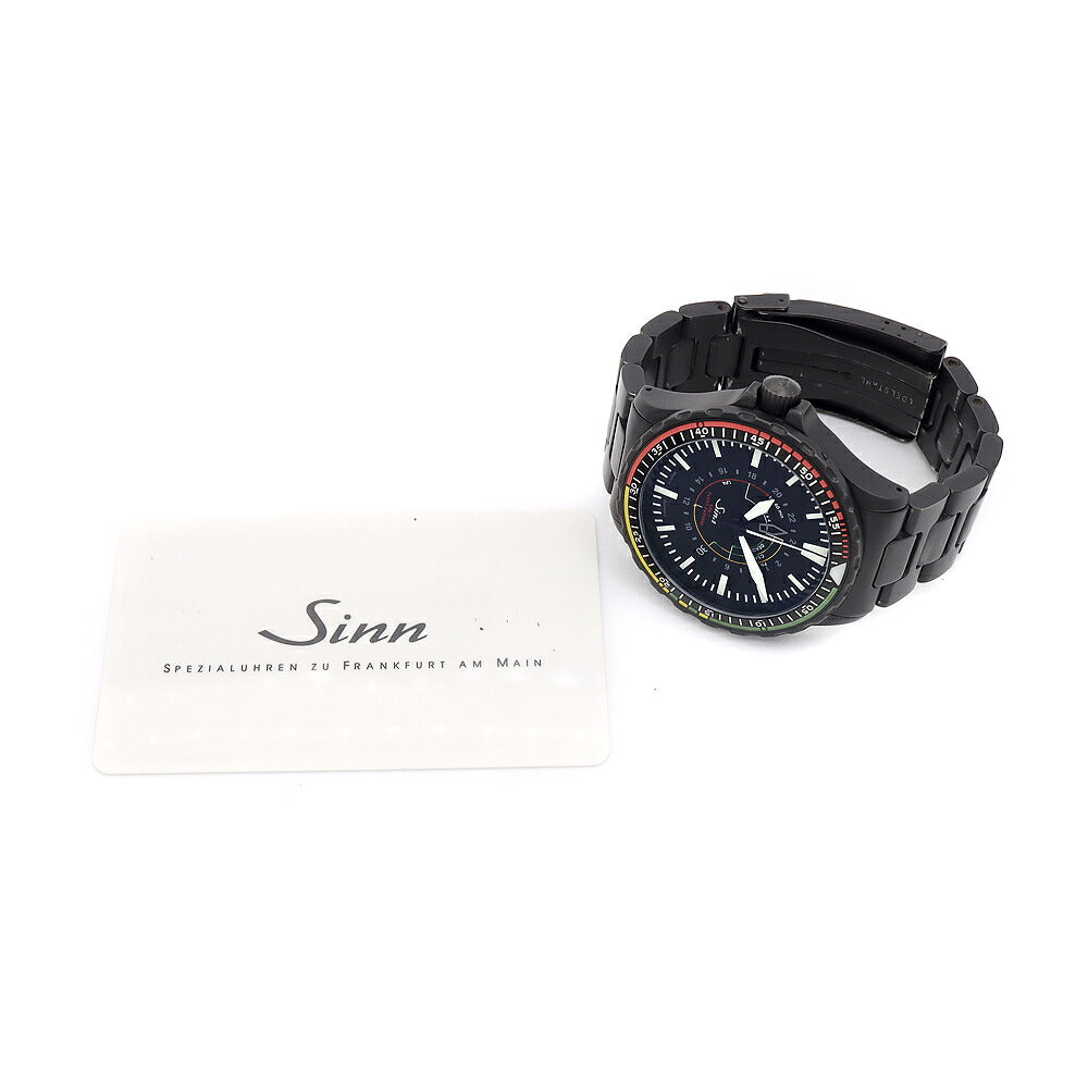 SINN ジン インストゥルメント 世界300本限定 857 EZM7.S デイト 200m防水 レフトハンド GMT 黒 ブラック SS ステンレス メンズ 自動巻き【6ヶ月保証】【腕時計】【中古】