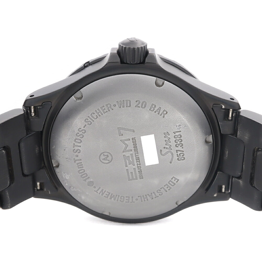 SINN ジン インストゥルメント 世界300本限定 857 EZM7.S デイト 200m防水 レフトハンド GMT 黒 ブラック SS ステンレス メンズ 自動巻き【6ヶ月保証】【腕時計】【中古】