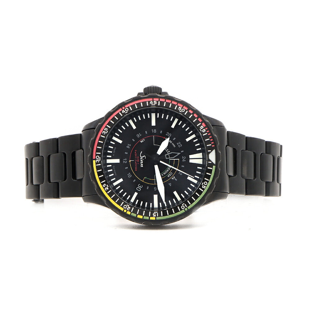 SINN ジン インストゥルメント 世界300本限定 857 EZM7.S デイト 200m防水 レフトハンド GMT 黒 ブラック SS ステンレス メンズ 自動巻き【6ヶ月保証】【腕時計】【中古】