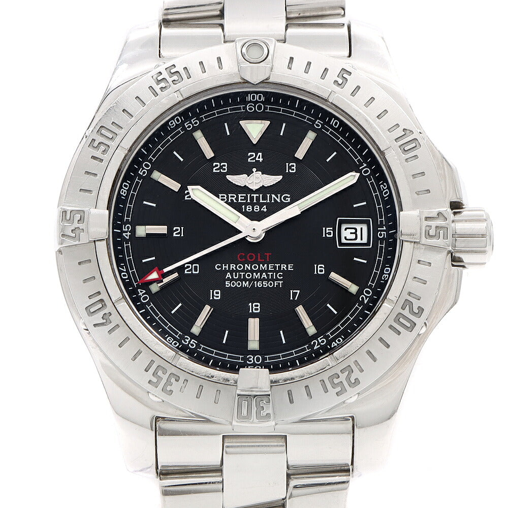 BREITLING ブライトリング コルト エアロマリン A17380 デイト 500ｍ防水 黒 ブラック SS ステンレス メンズ 自動巻き【6ヶ月保証】【腕時計】【中古】