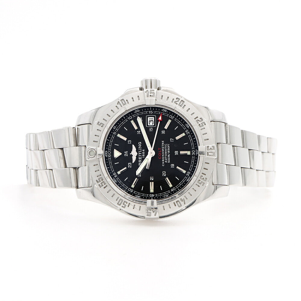 BREITLING ブライトリング コルト エアロマリン A17380 デイト 500ｍ防水 黒 ブラック SS ステンレス メンズ 自動巻き【6ヶ月保証】【腕時計】【中古】