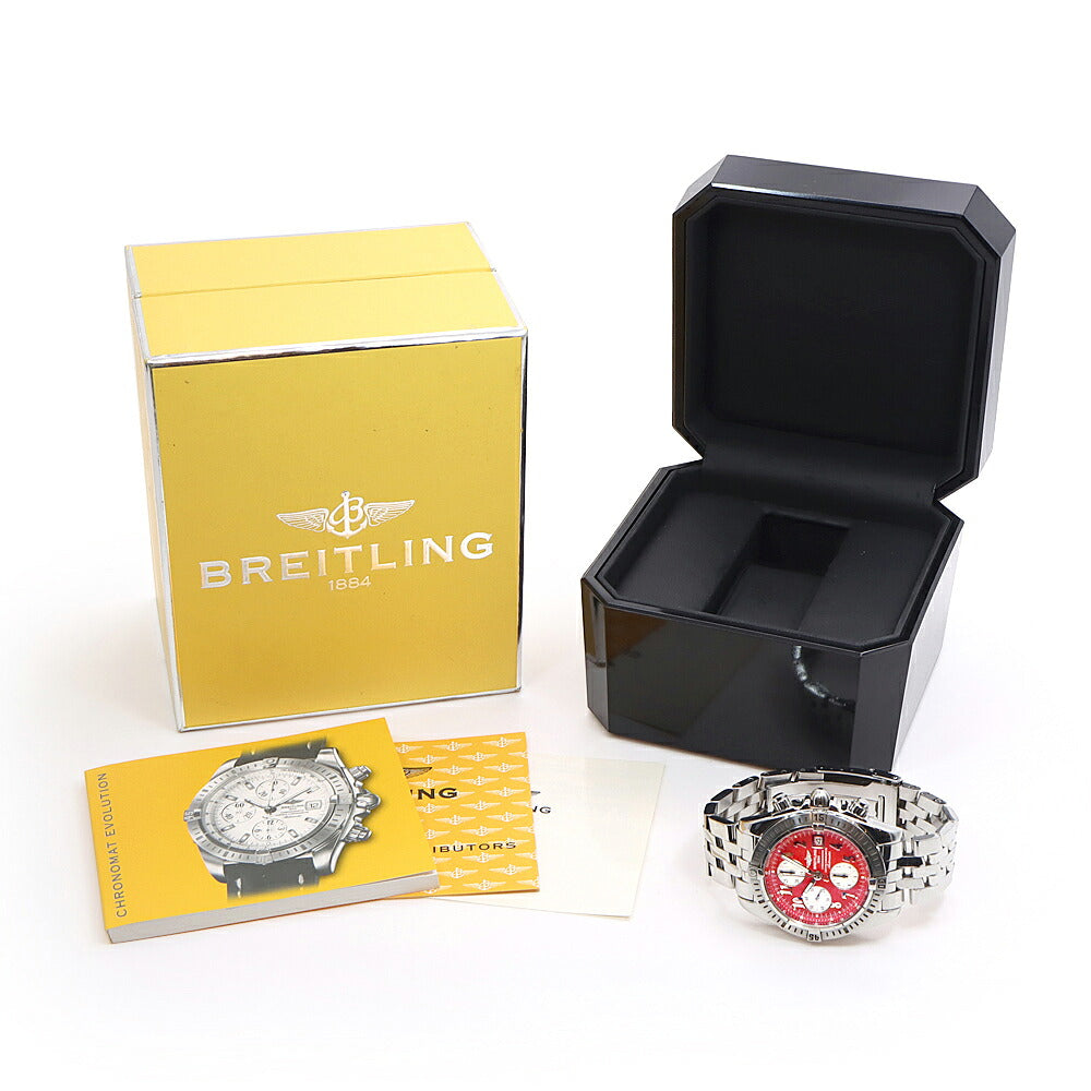 BREITLING ブライトリング クロノマット エボリューション A13356 クロノグラフ デイト スモールセコンド 300m防水 赤 レッド SS ステンレス メンズ 自動巻き【6ヶ月保証】【腕時計】【中古】