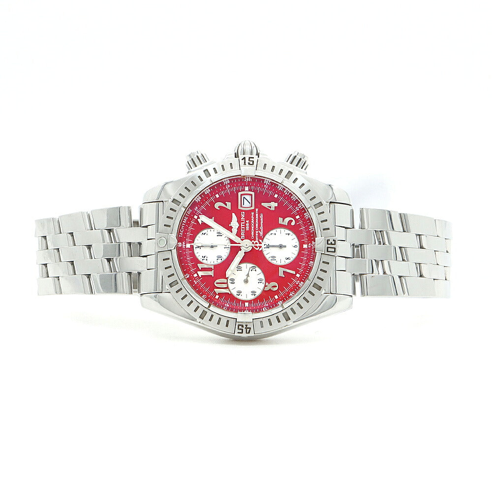 BREITLING ブライトリング クロノマット エボリューション A13356 クロノグラフ デイト スモールセコンド 300m防水 赤 レッド SS ステンレス メンズ 自動巻き【6ヶ月保証】【腕時計】【中古】