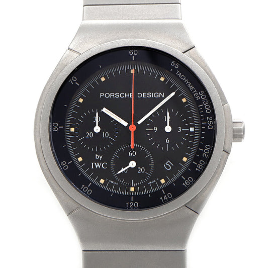 電池交換済 PORSCHE DESIGN By IWC ポルシェデザイン クロノグラフ IW373201 デイト 黒 ブラック Ti チタン メンズ クォーツ【6ヶ月保証】【腕時計】【中古】