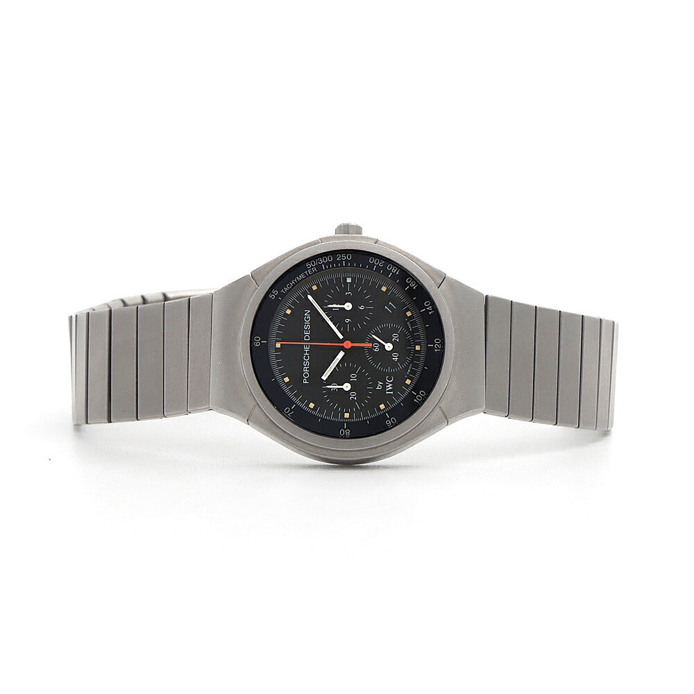 電池交換済 PORSCHE DESIGN By IWC ポルシェデザイン クロノグラフ IW373201 デイト 黒 ブラック Ti チタン メンズ クォーツ【6ヶ月保証】【腕時計】【中古】