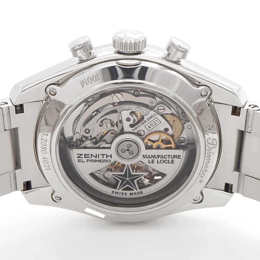 ZENITH ゼニス エルプリメロ クロノマスター オープン パワーリザーブ クロノグラフ 03.2080.4021 オープンハート 100m防水 裏スケ シルバー SS ステンレス メンズ 自動巻き【6ヶ月保証】【腕時計】【中古】