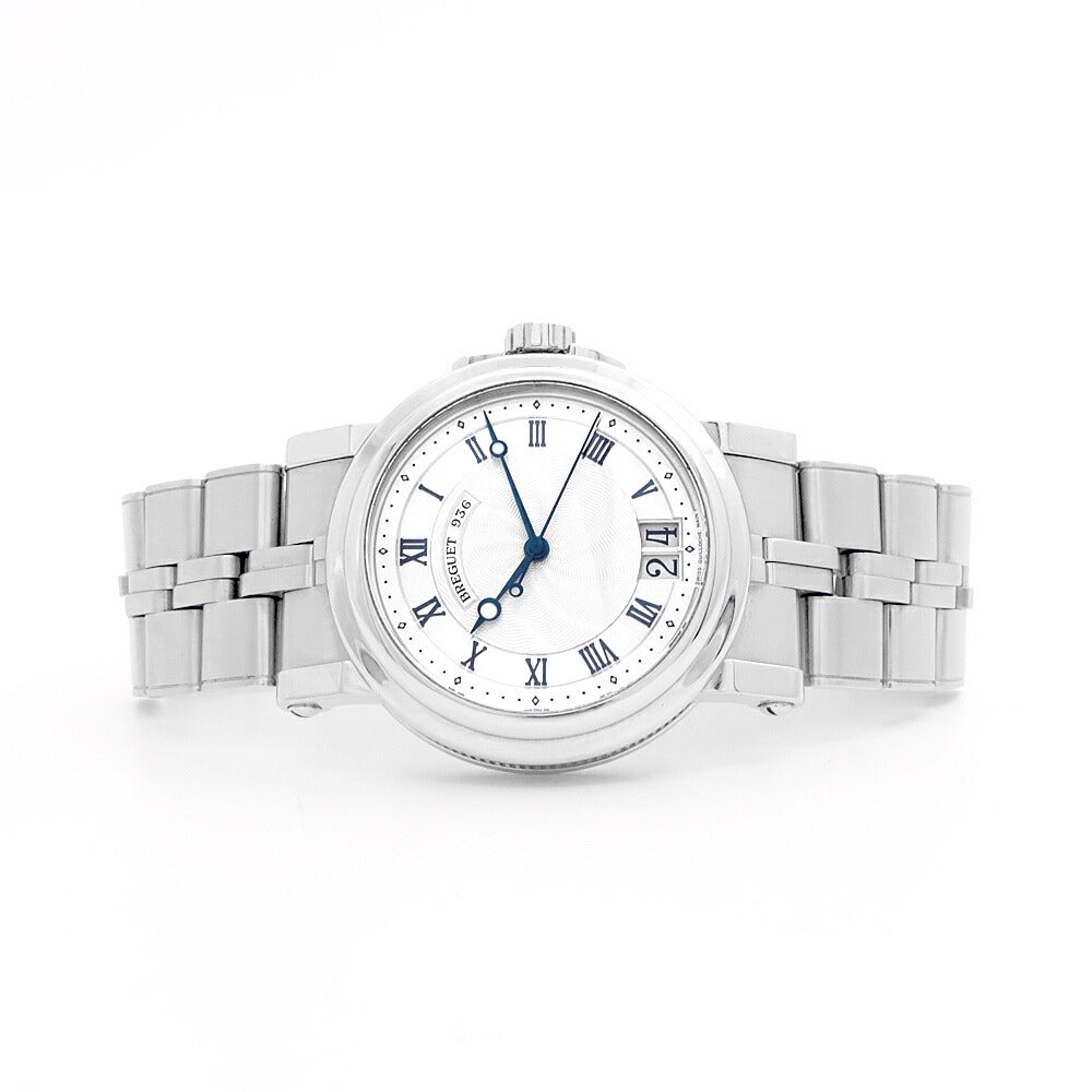 Breguet ブレゲ マリーンII ラージデイト 5817ST 5817ST/12/SV0 裏スケ シルバー ギョーシェ SS ステンレス メンズ 自動巻き【6ヶ月保証】【腕時計】【中古】