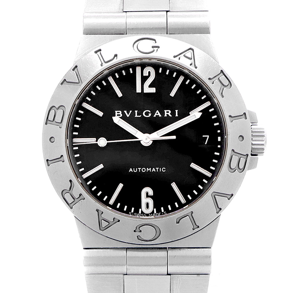BVLGARI ブルガリ ディアゴノ スポーツ LCV35S デイト 黒 ブラック SS ステンレス メンズ 自動巻き【6ヶ月保証】【腕時計】【中古】