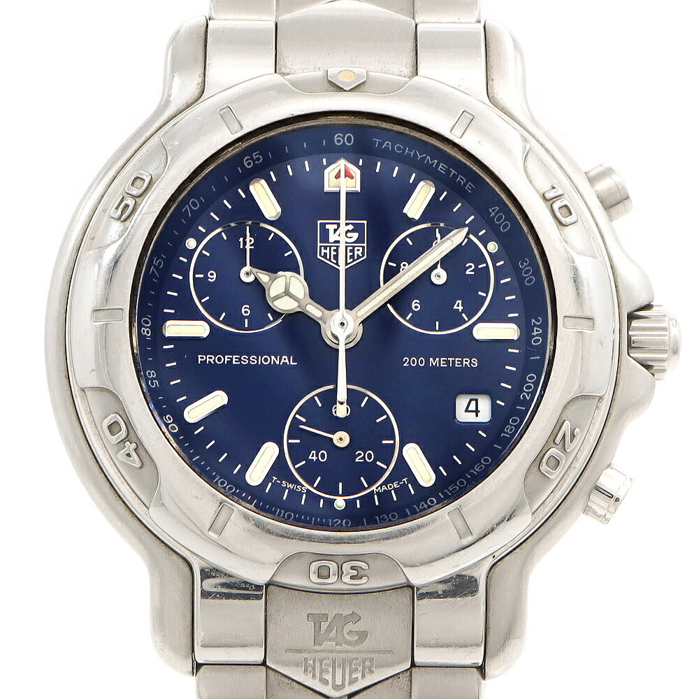 電池交換済 TAG Heuer タグホイヤー 6000シリーズ クロノグラフ CH1111 BA0675 デイト 200m防水 ブルー SS ステンレス メンズ クォーツ【6ヶ月保証】【腕時計】【中古】