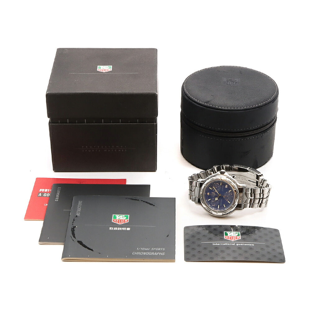 電池交換済 TAG Heuer タグホイヤー 6000シリーズ クロノグラフ CH1111 BA0675 デイト 200m防水 ブルー SS ステンレス メンズ クォーツ【6ヶ月保証】【腕時計】【中古】