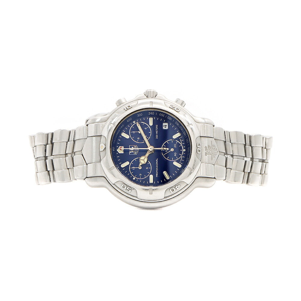 電池交換済 TAG Heuer タグホイヤー 6000シリーズ クロノグラフ CH1111 BA0675 デイト 200m防水 ブルー SS ステンレス メンズ クォーツ【6ヶ月保証】【腕時計】【中古】