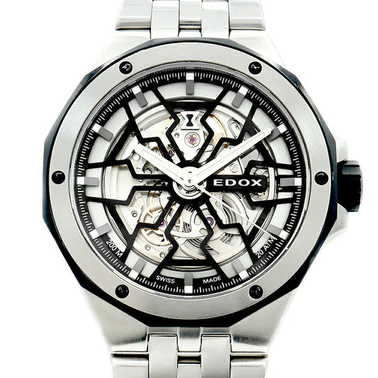 内部点検済 EDOX エドックス デルフィン メカノ オートマティック 85303 200m防水 スケルトン SS ステンレス メンズ 自動巻き【6ヶ月保証】【腕時計】【中古】