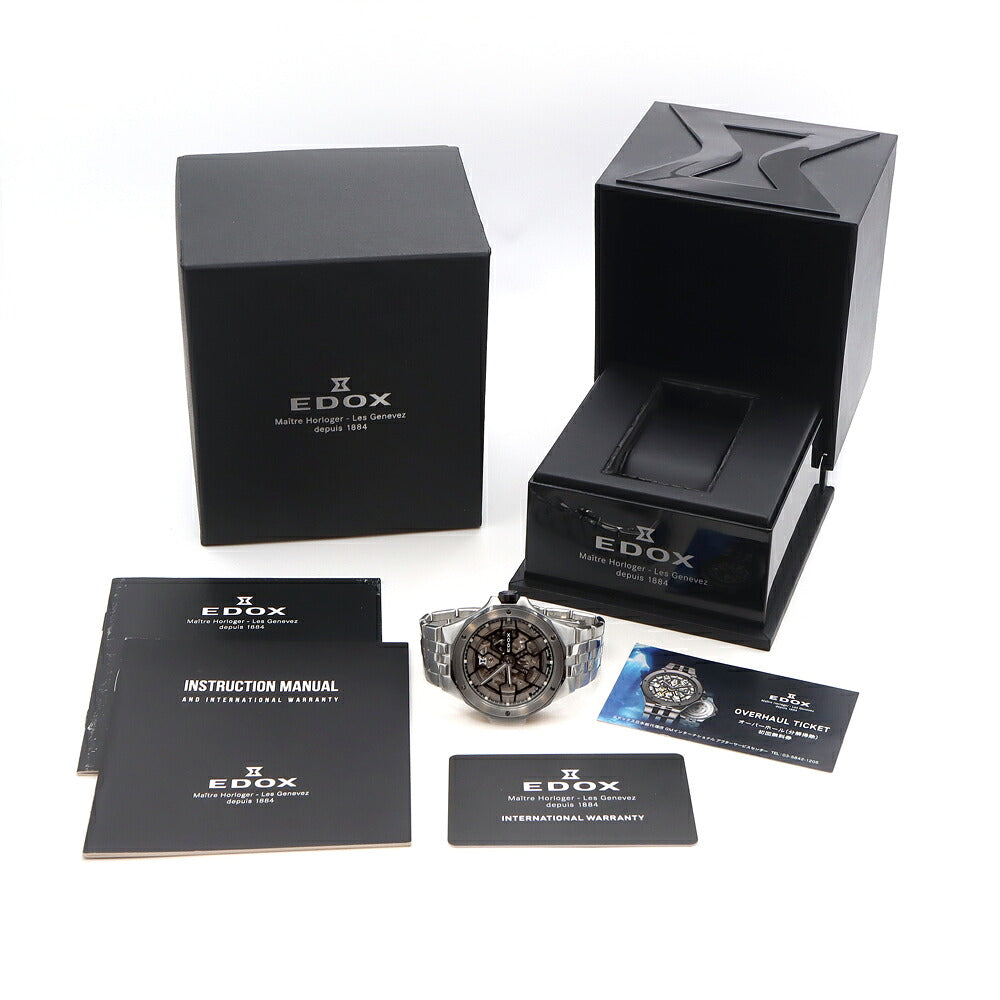 内部点検済 EDOX エドックス デルフィン メカノ オートマティック 85303 200m防水 スケルトン SS ステンレス メンズ 自動巻き【6ヶ月保証】【腕時計】【中古】