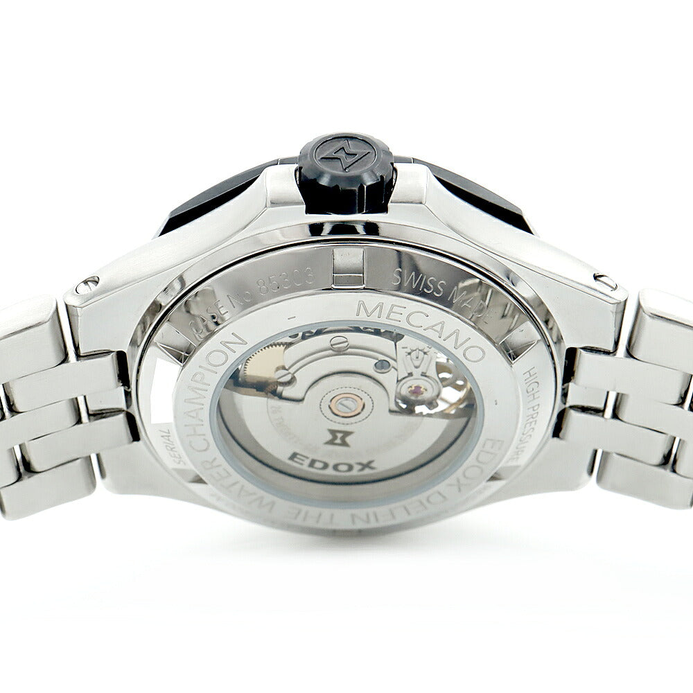 内部点検済 EDOX エドックス デルフィン メカノ オートマティック 85303 200m防水 スケルトン SS ステンレス メンズ 自動巻き【6ヶ月保証】【腕時計】【中古】