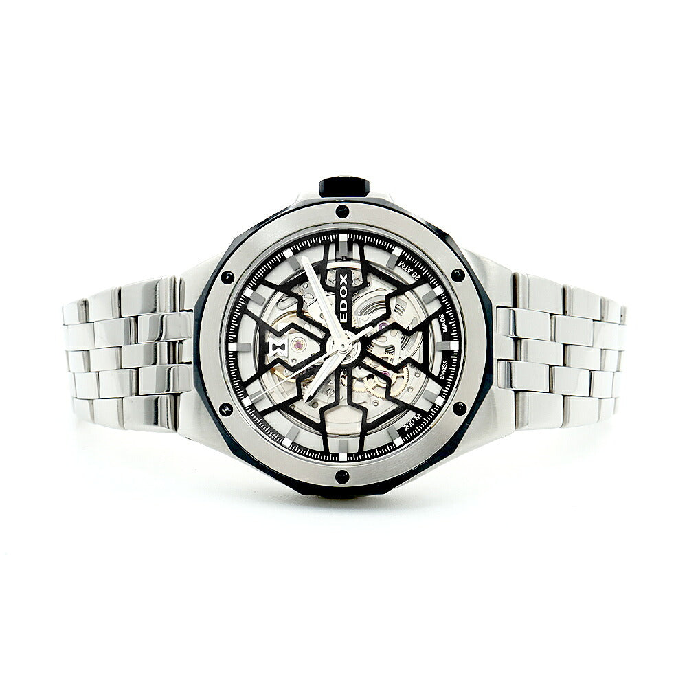 内部点検済 EDOX エドックス デルフィン メカノ オートマティック 85303 200m防水 スケルトン SS ステンレス メンズ 自動巻き【6ヶ月保証】【腕時計】【中古】